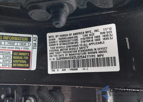 2013 Honda Cr-V Lx z USA, uszkodzony, nr VIN 5J6RM4H3XDL025441